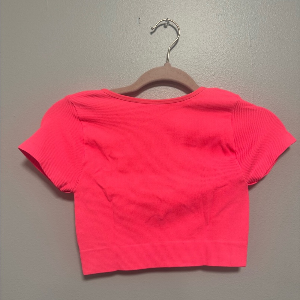 Aerie Pink Superchill Seamless Ring Cap Sleeve Bra Top - Picture 7 of 11